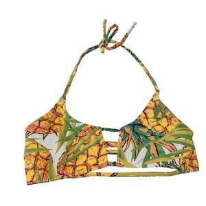 Midori Bikinis Pineapple Mau Loa Top Size Small Yellow Green Halter Cutour